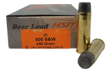 HSM 500SW6N Bear Load  500 S&W Mag 440 gr Wide Flat Nose 20 Per Box/ 25 Case
