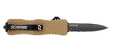 Schrade 1159305 Uproar  Automatic 3" OTF Dagger Part Serrated Black Oxide D2 Steel Blade, Flat Dark Earth Textured Aluminum Handle