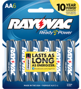 Rayovac 8156F AA HIGH ENERGY Alkaline Batteries  Silver/Blue 1.5 Volts 2,700 mAh (6) Single Pack
