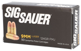 Sig Sauer E9MMB250 Elite Ball  9mmLuger 124gr Full Metal Jacket 50 Per Box/20 Case