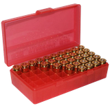MTM Case-Gard P503829 Ammo Box Flip-Top Multi Caliber Handgun Clear Red Polypropylene 50rd