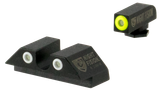 Night Fision GLK003007YGW Tritium Night Sights For Glock  Green Tritium Yellow Outline Front Sight- Green Tritium White Outline Rear Sight Glock 42/43/43X