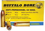 Buffalo Bore Ammunition 4I20 Anti-Personnel Strictly Business 44Rem Mag 180gr Jacketed Hollow Point 20 Per Box/12 Case
