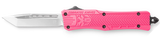 CobraTec Knives SPKCTK1STNS CTK-1  Small 2.75" OTF Tanto Plain D2 Steel Blade/Pink Aluminum Handle Features Glass Breaker Includes Pocket Clip