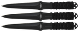 Uzi Accessories UZKTRW003 Throwing Knives  3" Fixed Straight Back Plain Black Stainless Steel Blade Black Nylon Cord Wrapped Handle