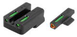 TruGlo TG13NV1PC TFX Pro  Black | Green Tritium & Fiber Optic Orange Outline Front Sight Green Tritium & Fiber Optic Rear Sight