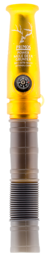 Primos 736 Power  Grunter Call Double Reed Mule Deer Sounds Attracts Blacktail/Mule Deer Features Built in Compass Black/Gold