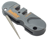 Smiths Products PP1 Pocket Pal Knife Sharpener Hand Held Fine, Medium, Coarse Carbide, Ceramic, Diamond Sharpener Plastic Handle Gray