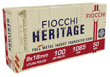 Fiocchi 9X18 Heritage  9x18mmUltra 100gr Full Metal Jacket Truncated Cone 50 Per Box/20 Case