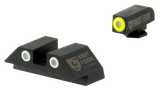 Night Fision GLK001003YGW Tritium Night Sights For Glock  Green Tritium Yellow Outline Front Sight- Green Tritium White Outline Rear Sight Glock 17/17L/19/22