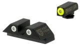 Night Fision GLK001007YGW Tritium Night Sights For Glock  Green Tritium Yellow Outline Front Sight- Green Tritium White Outline Rear Sight Glock 17/17L/19/22