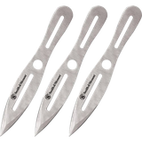 Smith & Wesson Knives SWTK10CP Bullseye Throwing Knives 5" Fixed Dual Edge Spear Point Plain 2Cr13MoV SS Blade, Stainless Steel Handle, Includes Sheath Set of 3, 10" OAL