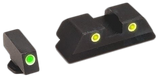 AmeriGlo GL121 Classic Tritium Sight Set for Glock  Green Tritium White Outline Front Sight-Yellow Tritium White Outline Rear Sight
