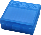 MTM Case-Gard P100324 Ammo Box Flip-Top Multi Caliber Handgun Clear Blue Polypropylene 100rd