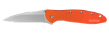 Kershaw 1660OR Leek  3" Folding Drop Point Plain Bead Blasted 14C28N Steel Blade Orange Anodized Aluminum Handle Includes Pocket Clip