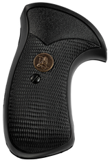 Pachmayr 03270 Compact Grip Checkered Black Rubber for S&W K/L Frame with Round Butt