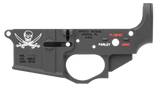 Spikes STLS016CFA Calico Jack Stripped Lower Receiver Multi-Caliber 7075-T6 Aluminum Black Anodized with Color Fill for AR-15