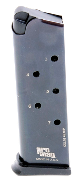 ProMag COL02 Standard  7rd 45 ACP Fits 1911 Government Blued Steel