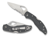 Spyderco BY04PSBK2 Byrd Meadowlark 2 Lightweight 2.87" Folding Drop Point Part Serrated 8Cr13MoV SS Blade Black  Textured FRN Handle Includes Pocket Clip