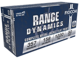 Fiocchi 357GCMJ Range Dynamics  357Mag 158gr Copper Metal Jacket Flat Point 50 Per Box/20 Case