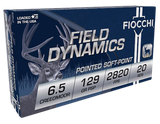 Fiocchi 65CMB Field Dynamics  6.5Creedmoor 129gr Pointed Soft Point 20 Per Box/10 Case