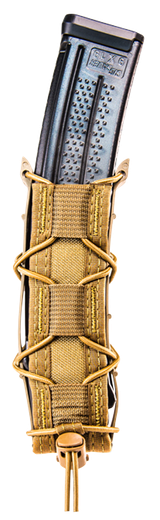 High Speed Gear 11EX00CB TACO Extended Mag Pouch Single Coyote Brown Nylon MOLLE Belts 2" Wide Compatible w/ Pistol