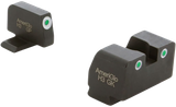 AmeriGlo XD181 Optic Compatible Sight Set for Springfield Armory XD  Green Tritium White Outline Front Sight-Green Tritium White Outline Rear Sight