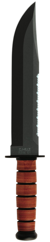 Ka-Bar 2217 Big Brother  9.38" Fixed Clip Point Part Serrated Black 1095 Cro-Van Blade, Brown Leather Handle, Includes Sheath
