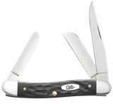 Case 18222 Stockman  Medium Folding, 2.57"/1.88"/1.71" Clip Point/Sheepsfoot/Spey Plain Mirror Polished Tru-Sharp SS Blade, Rough Black Jigged Synthetic Handle