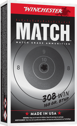 Winchester Ammo S308M2 Match Elite Marksman 308Win 169gr Sierra MatchKing BTHP 20 Per Box/10 Case