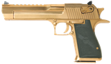 Magnum Research DE50TG Desert Eagle Mark XIX 50 AE Caliber with 6" Picatinny Rail Barrel, 7+1 Capacity, Overall Titanium Gold Finish Carbon Steel, Beavertail Frame, Serrated Slide & Black Rubber Grip