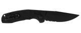 S.O.G SOG15380257 SOG-TAC Auto 3.43" Folding Part Serrated Black TiNi Cryo D2 Steel Blade Black Micro-Textured Anodized Aluminum Handle Includes Pocket Clip