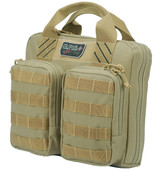 GPS Bags T1411PCT Tactical Double +2 Tan 1000D Nylon Teflon Coating Holds 4 Handguns