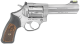 Ruger 5773 SP101  Small Frame 327 Federal Mag 6rd, 4.20" Satin Stainless Steel Barrel, Cylinder & Frame, Black Rubber w/Wood Insert Grip, Exposed Hammer, Transfer Bar Safety
