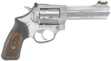 Ruger 5773 SP101  Small Frame 327 Federal Mag 6rd, 4.20" Satin Stainless Steel Barrel, Cylinder & Frame, Black Rubber w/Wood Insert Grip, Exposed Hammer, Transfer Bar Safety