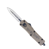 CobraTec Knives MWTPFS3DAGNS We The People  Medium 3" OTF Dagger Plain D2 Steel Blade/Tan w/"We The People" Features Glass Breaker Includes Pocket Clip