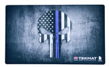 TekMat TEK42BLUELINE Blue Line Punisher Door Mat Multi Color Rubber 42" Long Blue Line Punisher Skull