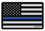 TekMat TEKR17POLICE Police Support Cleaning Mat Black/White/Blue Rubber 11"x17" Blue Line Flag