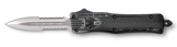 CobraTec Knives SSWCTK1SDAG2SS CTK-1  2.75" OTF Part Serrated D2 Steel Blade/Stonewashed Aluminum Handle Features Glass Breaker Includes Pocket Clip