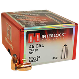 Hornady 45204 InterLock  45 Cal .452 245 gr Spire Point 50 Per Box/ 15 Case