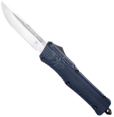 CobraTec Knives LNYCCTK1LDNS CTK-1  Large 3.75" OTF Drop Point Plain D2 Steel Blade/NYPD Blue Aluminum Handle Features Glass Breaker Includes Pocket Clip