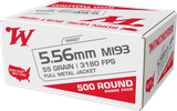 Winchester Ammo WM193500  M193 5.56mm 55gr Full Metal Jacket 500 Per Box/2 Case