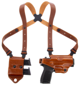 Galco MCII820 Miami Classic II Shoulder System Fits Chest Up To 56" Tan Leather Harness Fits Sig P320/M17/M18/Taurus G2/G3/G3C Right Hand
