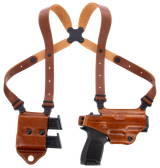 Galco MCII820 Miami Classic II Shoulder System Fits Chest Up To 56" Tan Leather Harness Fits Sig P320/M17/M18/Taurus G2/G3/G3C Right Hand