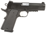 Tisas 10100122 1911 Carry 9mm Luger 9+1 4.25" Black Barrel, Black Cerakote Serrated Steel Slide, Black Cerakote Steel Frame w/Accessory Rail & Beavertail, Ambidextrous