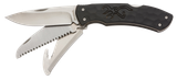 Browning 3220430 Primal Kodiak Slim 3.75" Folding Drop Point/Gut Hook/Saw 8Cr13MoV SS Blade Black Polymer w/Rubber Overmold Handle Includes Nylon Belt Pouch