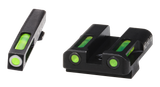 HiViz GLN329 LiteWave H3 Sight Set for Glock Green Tritium White Outline Front Sight-Green Fiber Optic Rear Sight
