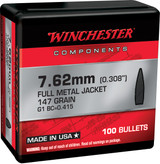 Winchester Ammo WB762M147X Centerfire Rifle  7.62mm 147gr Full Metal Jacket Boat Tail 100 Per Box/10 Case