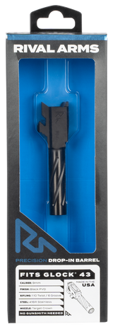 Rival Arms RA20G301A Precision V1 Match Grade 9mm Luger Compatible w/Glock 43, 3.41" Black PVD Stainless Steel