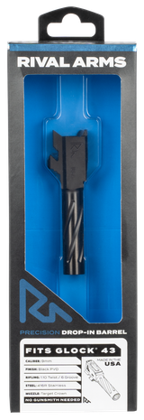 Rival Arms RA20G301A Precision V1 Match Grade 9mm Luger Compatible w/Glock 43, 3.41" Black PVD Stainless Steel